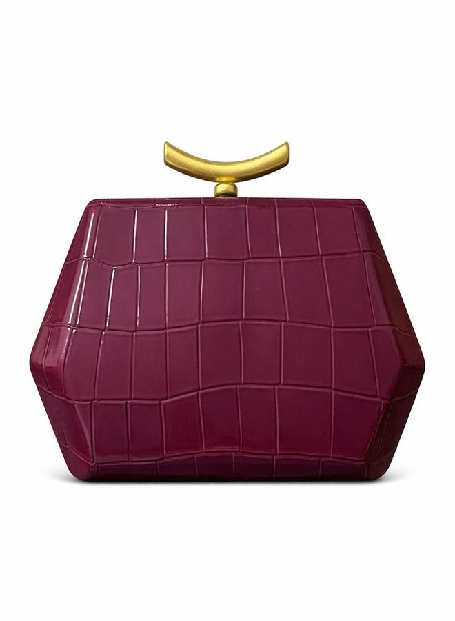 CUXVA PU Leather Clutch Purse Burgundy Evening Bag Unique Crossbody Handbag for Wedding Party Prom - Image 1