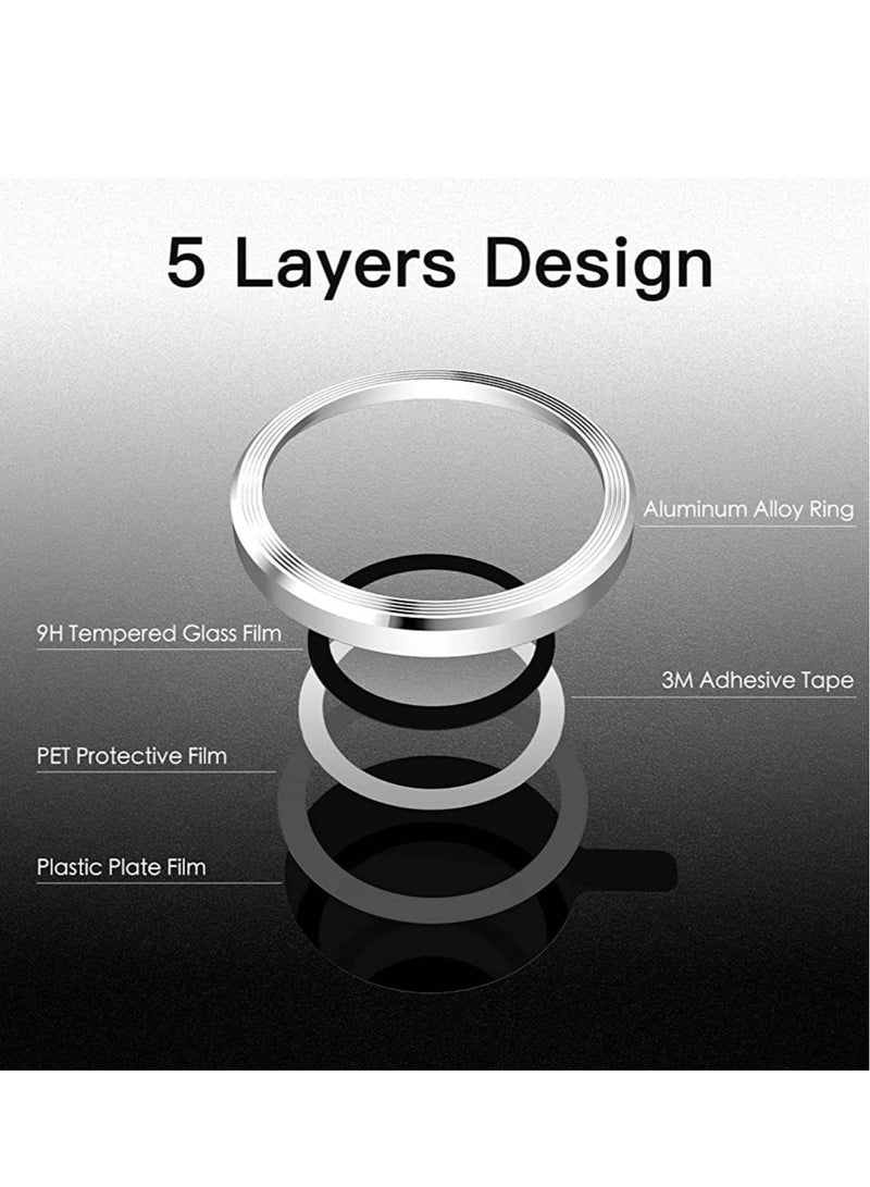 general Camera Lens Protector for iPhone 14 / iPhone 14 Plus (Silver) Single Ring Cover 9H Tempered Glass HD 1 Set - Silver  - Image 3