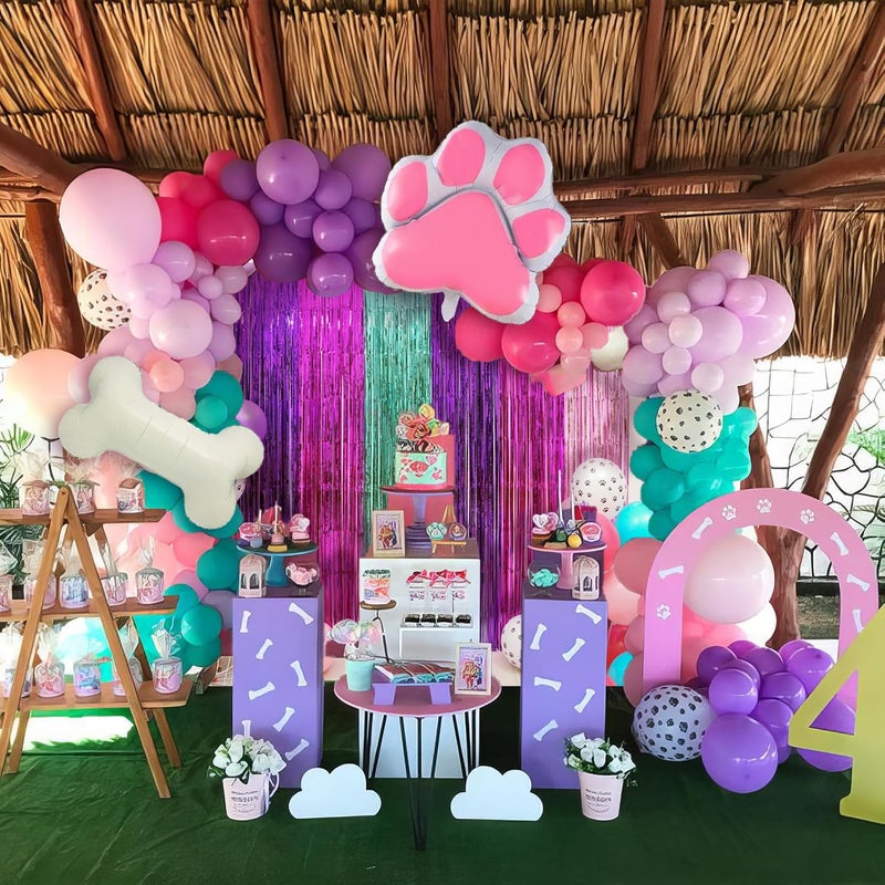 Simaya Pink Paw Puppy Patrol Birthday Decorations for Girls, Including 2Pack Pinky Paw Party Streamers, 27pcs Paw Party Balloons & 1pcs Pink Paw Birthday Banner for Paw Party Photo Backdrop Supplies - Image 3