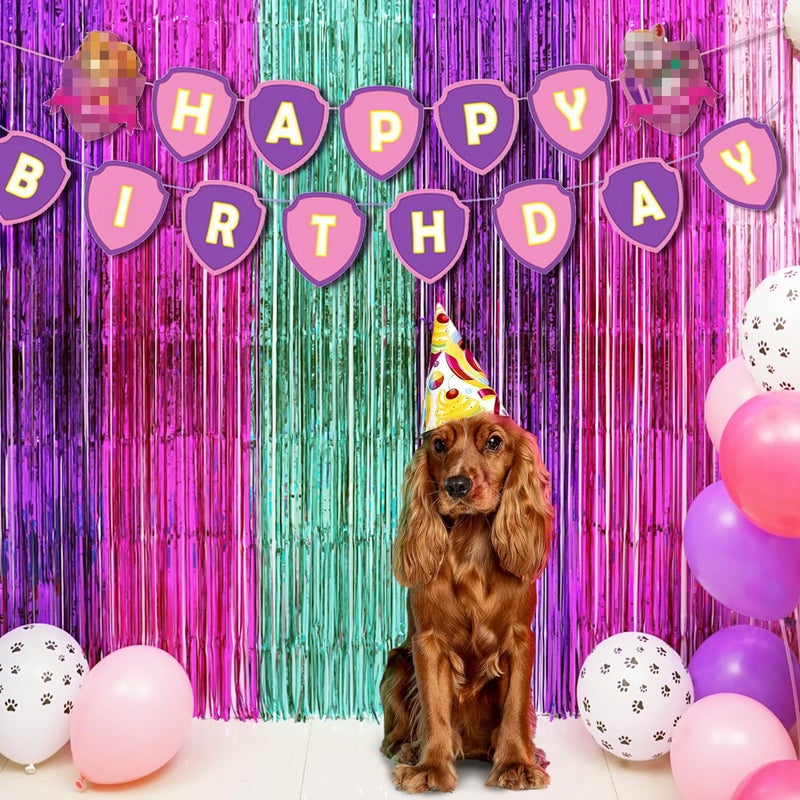 Simaya Pink Paw Puppy Patrol Birthday Decorations for Girls, Including 2Pack Pinky Paw Party Streamers, 27pcs Paw Party Balloons & 1pcs Pink Paw Birthday Banner for Paw Party Photo Backdrop Supplies - Image 5