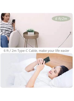 إلترازون USB Type-C Cable 2pack 6ft Fast Charging 5A Quick Charger Cord, Type C to A Cable 6 Foot Compatible Samsung Galaxy S10 S9 S8 Plus, Braided Fast Charging Cable for Note 10 9 8, LG V50 V40 G8 G7(White)  - Image 5