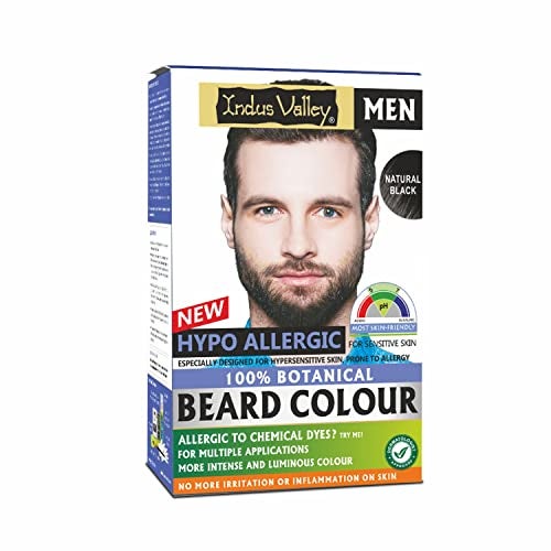 Indus Valley 100% botanical Hypo Allergic Beard Color for Men, Men's Natural Beard Hair Coloring Kit, Amonia & PPD Free Made up of 8 Organic Ingredients, Vegan Free (100g+ 15ml)(Black) - Image 1