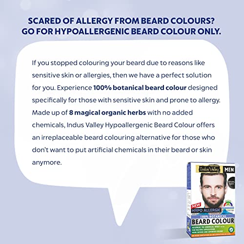 Indus Valley 100% botanical Hypo Allergic Beard Color for Men, Men's Natural Beard Hair Coloring Kit, Amonia & PPD Free Made up of 8 Organic Ingredients, Vegan Free (100g+ 15ml)(Black) - Image 5