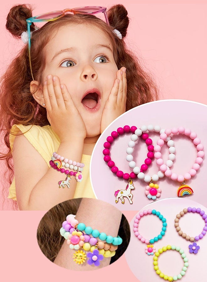 yumee Unicorn Bracelets for Kids – 6 PCS Colorful Beaded Bracelets for Girls, Toddler Jewelry Gift Set, Cute Little Girl Bracelets Party Favors for Birthday, Ages 3-8, Pulseras para Niñas  - Image 1