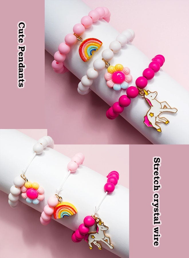 yumee Unicorn Bracelets for Kids – 6 PCS Colorful Beaded Bracelets for Girls, Toddler Jewelry Gift Set, Cute Little Girl Bracelets Party Favors for Birthday, Ages 3-8, Pulseras para Niñas  - Image 4