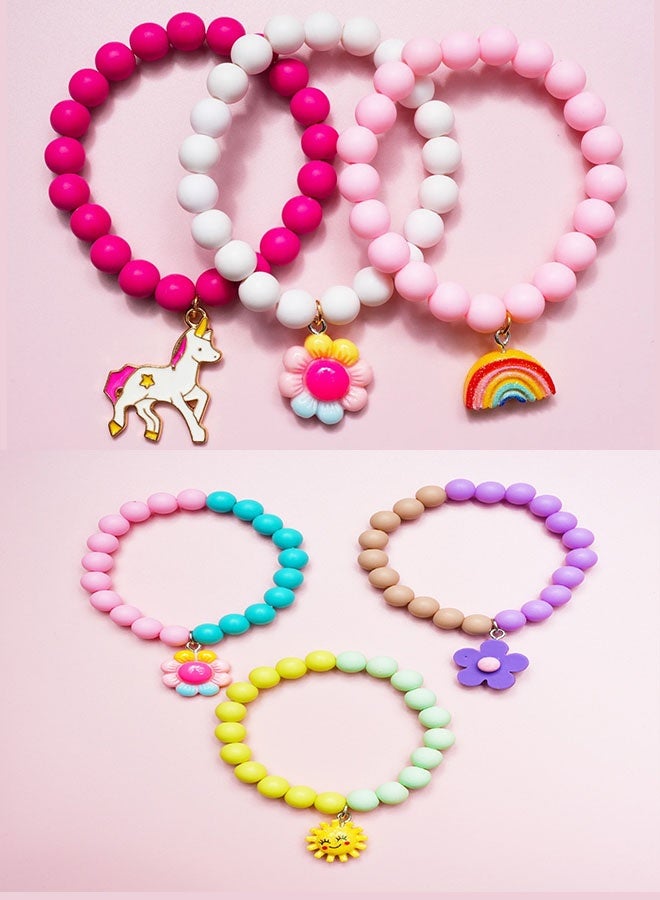 yumee Unicorn Bracelets for Kids – 6 PCS Colorful Beaded Bracelets for Girls, Toddler Jewelry Gift Set, Cute Little Girl Bracelets Party Favors for Birthday, Ages 3-8, Pulseras para Niñas  - Image 5