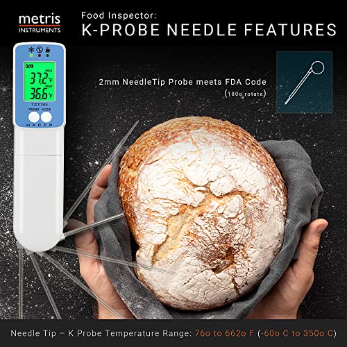Metris Instruments Food Cooking Meat Thermometer Digital Infrared Laser Instant Read with Probe for Kitchen Outside Grill BBQ Smoker, Food Inspector Model TCT703 - Image 4