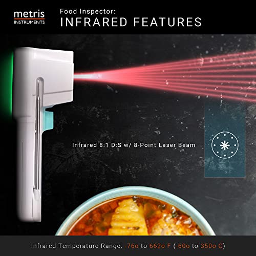 Metris Instruments Food Cooking Meat Thermometer Digital Infrared Laser Instant Read with Probe for Kitchen Outside Grill BBQ Smoker, Food Inspector Model TCT703 - Image 3