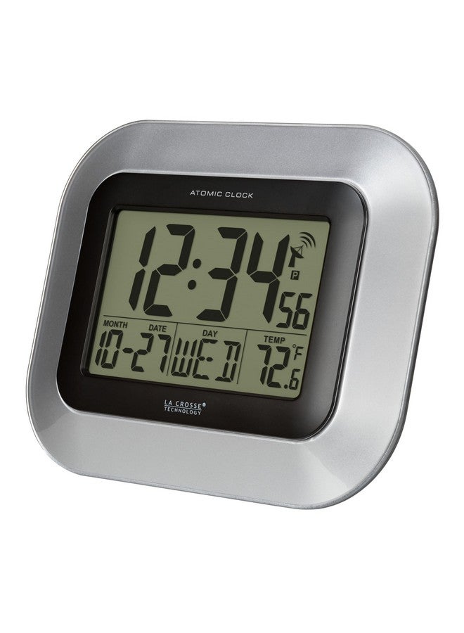 La Crosse Technology WT-8005U-S Atomic Digital Wall Clock with Indoor Temperature, Silver - Image 3