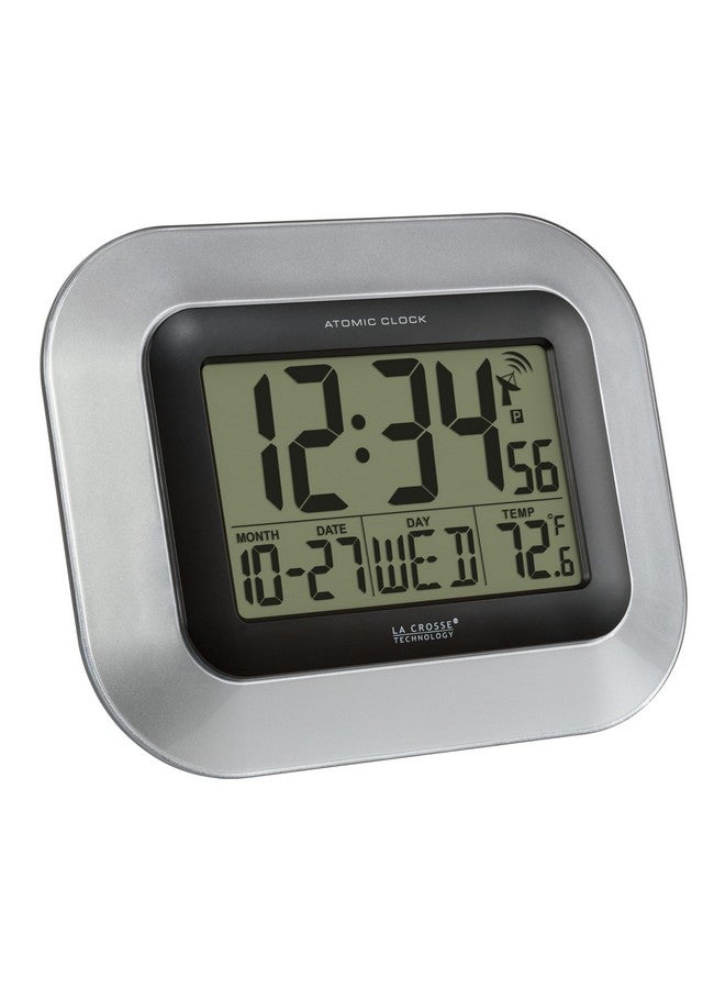 La Crosse Technology WT-8005U-S Atomic Digital Wall Clock with Indoor Temperature, Silver - Image 4
