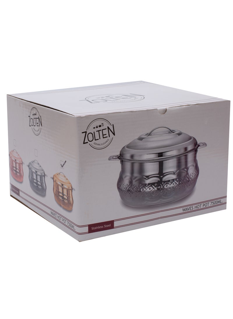 ZOLTEN Stainless Steel Waves Hotpot With Nakshi Bottom 7.5 Liters Rose Gold Colour  - Image 3