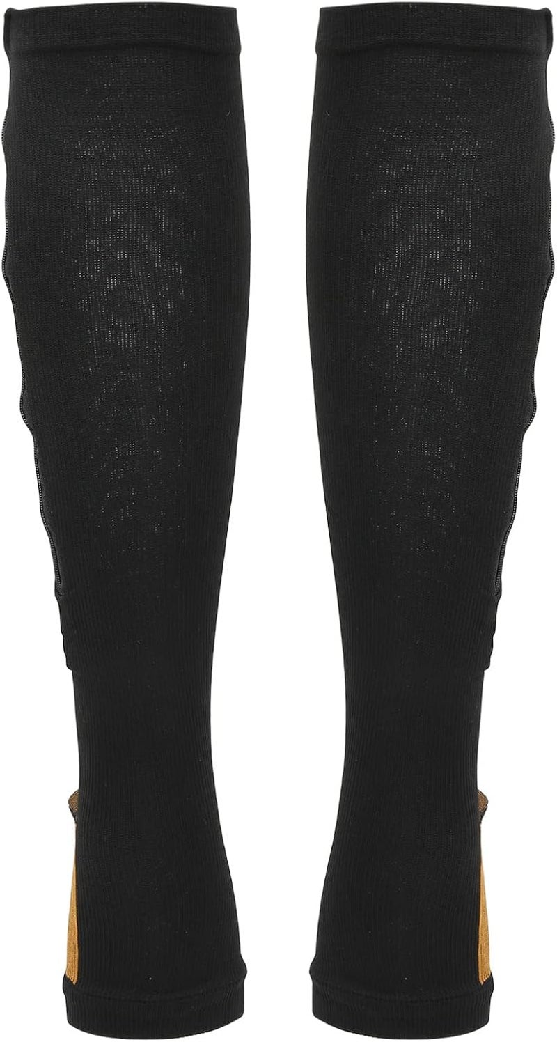 klarako Zippered Compression Socks, Soft Portable Compression Socks Reusable Leg Shaping for Home Travel(Black Stitching, S/M) - Image 1