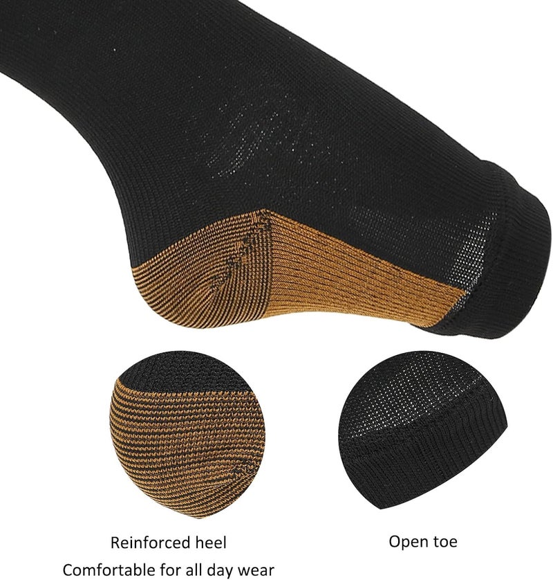 klarako Zippered Compression Socks, Soft Portable Compression Socks Reusable Leg Shaping for Home Travel(Black Stitching, S/M) - Image 2