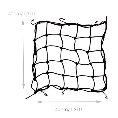 Dogxiong 2 Package 6 Hook 15" x15" (40x40cm) Motorcycle Cargo Net for Helmet Motorbike Bikes Elasticated Bungee Cord Cargo Net Luggage Mesh Bungee Net Storage Tie Down Adjustable - Image 2