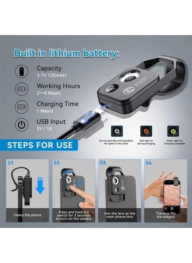 White Apexel 200X Microscope Lens With LED Light For Smartphones - Image 4