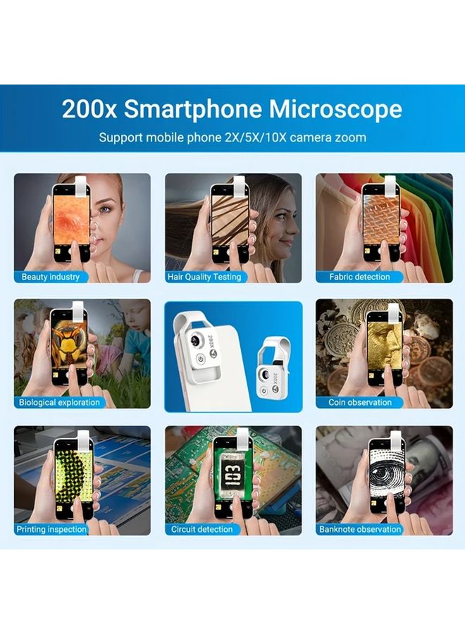 White Apexel 200X Microscope Lens With LED Light For Smartphones - Image 5