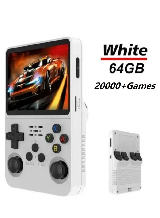 R36S Handheld Retro Gaming Console Linux System with 64G TF Card, Preloaded with 20000+ Games, Retro Video Game Console 3.5-inch IPS Screen (White 64G)  - Image 1