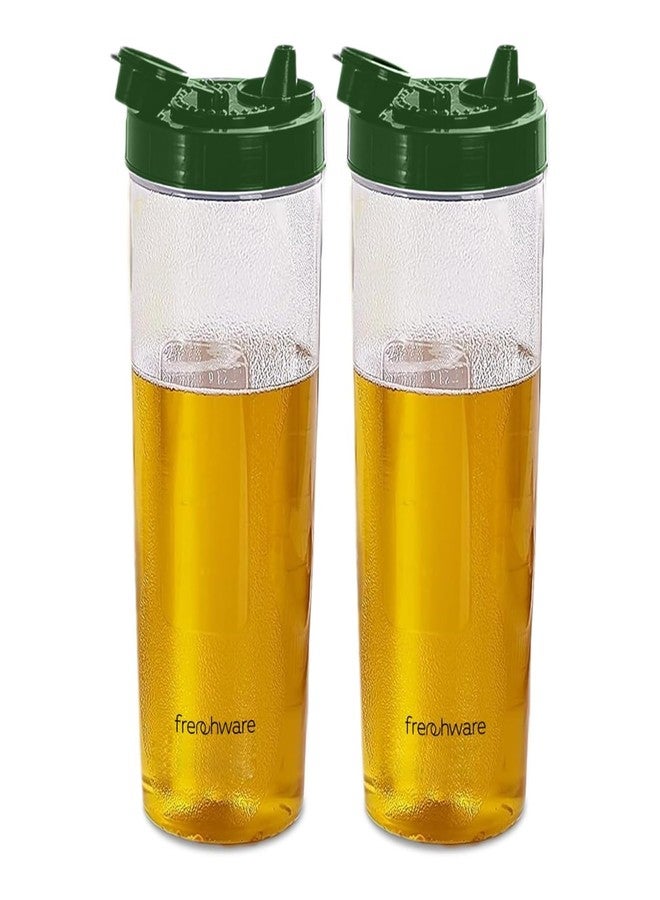 Frenchware Oil Dispenser (Pack of 2, 1 Litre Each) 100% Food-Grade, BPA-Free Plastic, Ideal for Storing & Pouring Liquids, Cooking Oils, Refined Oils, Olive Oil, Vinegar, Soy Sauce (Green) - Image 1
