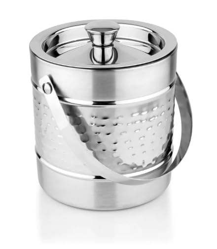 PAUL SONS Double-Wall Stainless Steel Hammer Design Insulated Ice Bucket Carrying Handle, Great for Home Bar 17cm/Silver (Pack of 1Pc) - Image 5