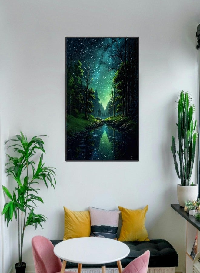 ldazao Starry Night Paint by Numbers Kit for Adults Beginner Forest Adult Paint by Number Kits Canvas Adults' Paint-by-Number Kits DIY Oil Painting Kits for Gift Home Wall Decor 16x20 Inch - Image 4