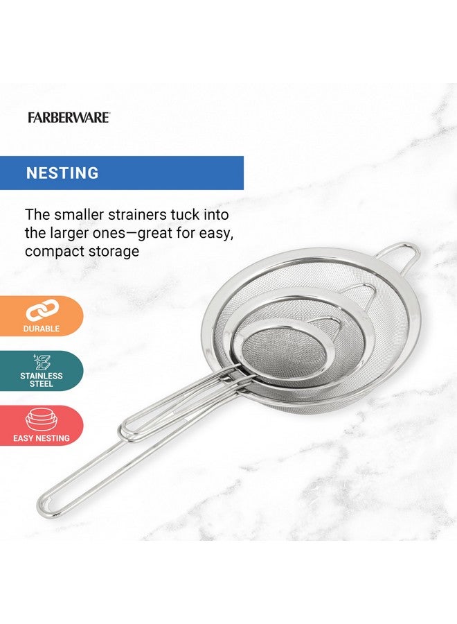 Farberware Professional Set of 3 Strainers, Incudes Small, Medium, and Large Sized Strainers - Image 2