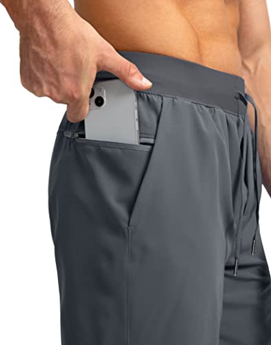 Soothfeel Men's Running Shorts with Zipper Pockets 7 Inch Lightweight Quick Dry Gym Athletic Workout Shorts for Men (Grey, M) - Image 4