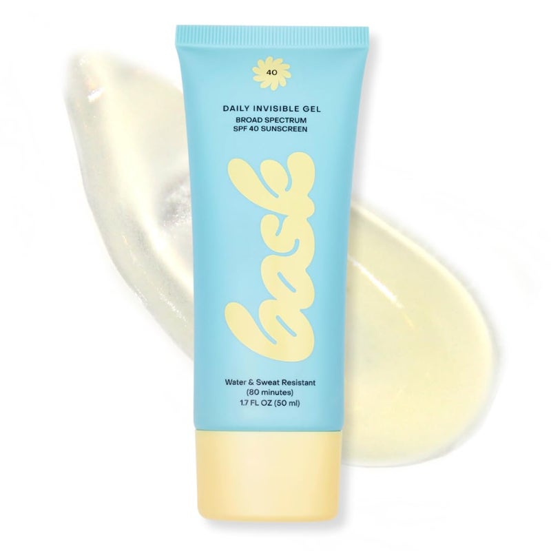 Bask Suncare SPF 40 Daily Invisible Gel Face Sunscreen - Broad Spectrum Protection, Fragrance Free, Makeup Primer, Hydrating, Clear, Lightweight & Non-Greasy, Dermatologist Recommended, 1.7 fl oz - Image 1
