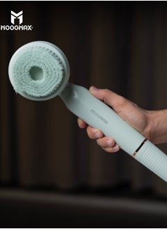 MOOGMAX Electric Body Washing Brush for Back Scrubber in Shower with Five Multi-Use Heads for All Over Body Cleaning & three speed modes. Light Green  - Image 5