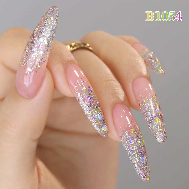 Double Rhythm 0.5Oz Glitter Gel Polish Shimmer Reflective Color for Nail Art Salon DIY Soak Off 15ml Nail Lamp Gel Polish at Home (Rainbow Gold-B1054) - Image 5