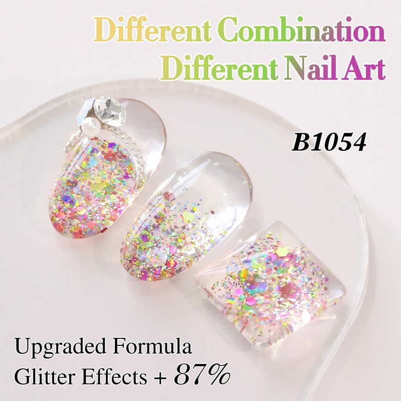 Double Rhythm 0.5Oz Glitter Gel Polish Shimmer Reflective Color for Nail Art Salon DIY Soak Off 15ml Nail Lamp Gel Polish at Home (Rainbow Gold-B1054) - Image 2