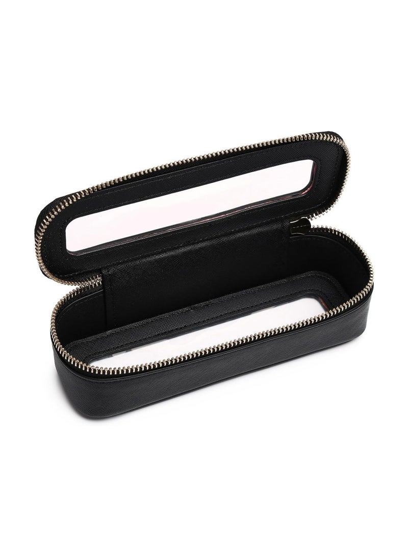 Excefore Clear Makeup Bag Portable Brush Bag transparent Travel Cosmetic Case Clear Toiletry Makeup Bag with Zipper for Women (Black, Slim)  - Image 1