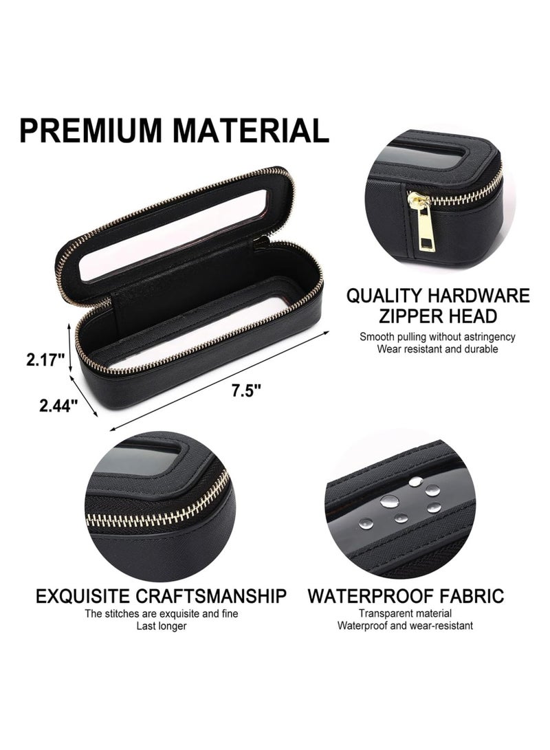 Excefore Clear Makeup Bag Portable Brush Bag transparent Travel Cosmetic Case Clear Toiletry Makeup Bag with Zipper for Women (Black, Slim)  - Image 5