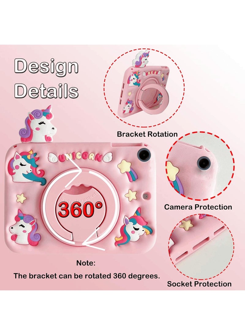 اووكاي جراب للأطفال متوافق مع جهاز Samsung Galaxy Tab A9+/A9 Plus مقاس 11 بوصة 2023 مع حامل قلم وحامل دوار وحزام كتف (وردي) - Image 3