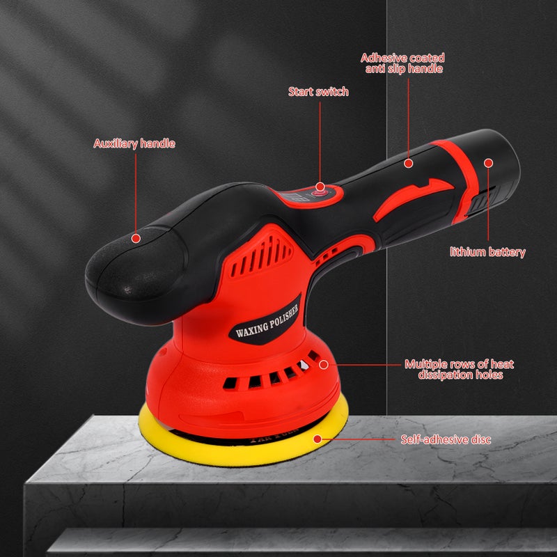 Cordless Car Buffer Polisher, 12V Lithium Rechargeable Battery Brushless Polisher with Variable Speed, 8 Variable Speed 5500RPM for Buffer/Polisher/Sander - Image 3