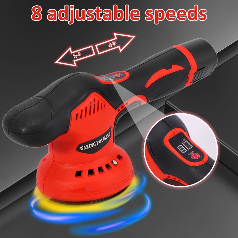 Cordless Car Buffer Polisher, 12V Lithium Rechargeable Battery Brushless Polisher with Variable Speed, 8 Variable Speed 5500RPM for Buffer/Polisher/Sander - Image 2
