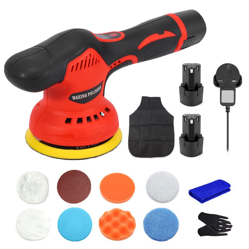 Cordless Car Buffer Polisher, 12V Lithium Rechargeable Battery Brushless Polisher with Variable Speed, 8 Variable Speed 5500RPM for Buffer/Polisher/Sander - Image 1