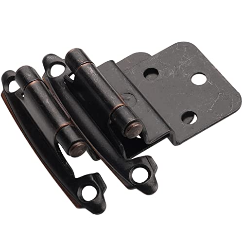 DecoBasics 3/8" Inset Cabinet Hinges Bronze (10 Pair -20 Pcs) Oil Rubbed Bronze Offset Self Closing Cabinet Hinges for Kitchen Cabinets w/Bumpers & Upgraded Screws - Image 1