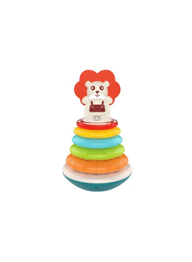 Children's Tumbler Toy Puzzle Stacking Music 0-1 Year Old Baby Music Enlightenment Dinosaur Rattle Ring Ring Toy-Color:Lions Reduplicated Tumbler  - Image 1
