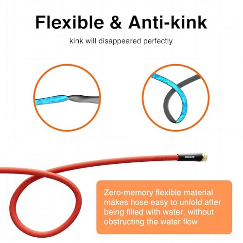 SPECILITE 5/8" Hot/Cold Rubber Garden Water Hose 50 ft, -50℉-190℉, 200psi Working, 600psi Burst, Flexible & Lightweight With 3/4" Brass Fittings for Yard, Outdoor, Farm, Agriculture, Construction, Red - Image 4