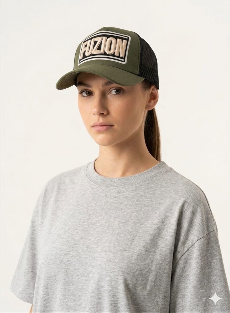 FUZION Green & Black Mesh Trucker Cap – Bold 3D Embroidered Logo – Adjustable Unisex Fit - Image 2