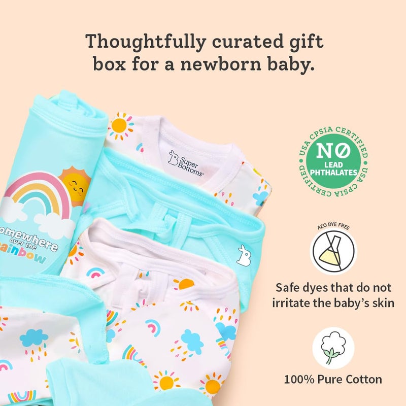 Superbottoms Baby Gift Set for New Born - Skin-Friendly Newborn Essentials - Ideal Gifts for Newborn Baby – Unisex Clothing - 0-3 Months – 11 Pieces Baby Gift Hamper (Blue) - Image 4
