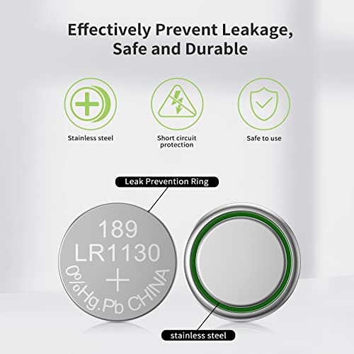 POWEROWL High Capacity LR1130 AG10 Batteries 30 Pack, SG10 389 189 Premium Alkaline Battery 1.5V Button Coin Cell Batteries - Image 4