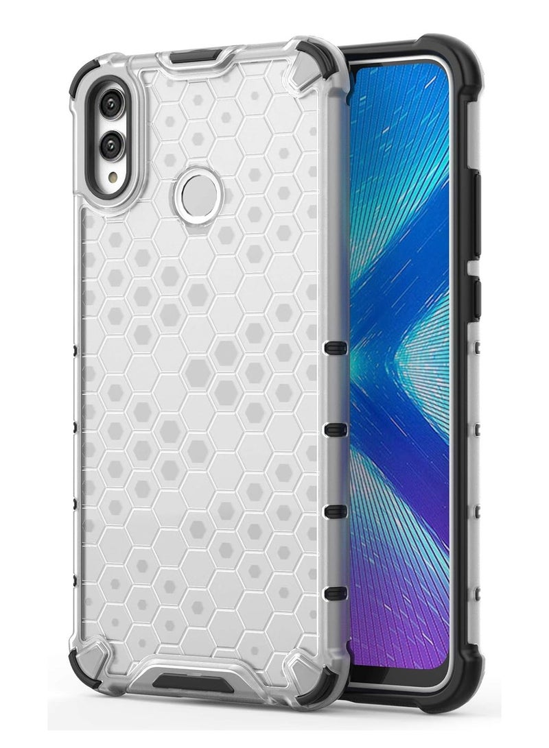 Case Cover Honeycomb Case Shockproof Camera Protection Cover Compatible with  Honor 8x (White Clear)
