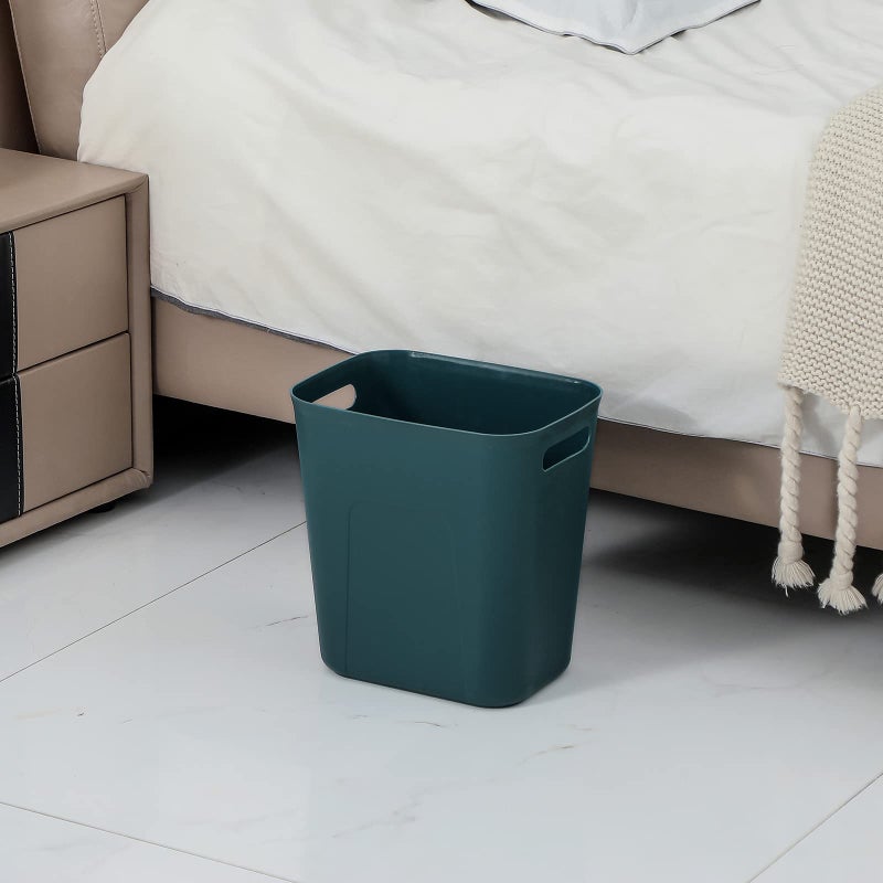 UUJOLY Plastic Small Trash Can Wastebasket, Garbage Container Basket for Bathrooms, Laundry Room, Kitchens, Offices, Kids Rooms, Dorms, 3.5 Gallon, Blue Green - Image 3