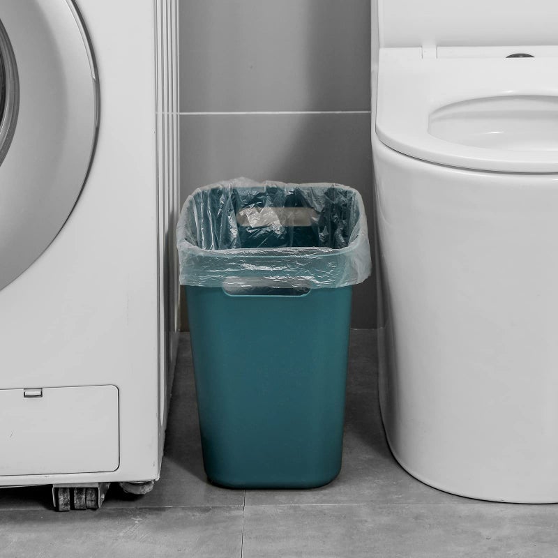 UUJOLY Plastic Small Trash Can Wastebasket, Garbage Container Basket for Bathrooms, Laundry Room, Kitchens, Offices, Kids Rooms, Dorms, 3.5 Gallon, Blue Green - Image 2