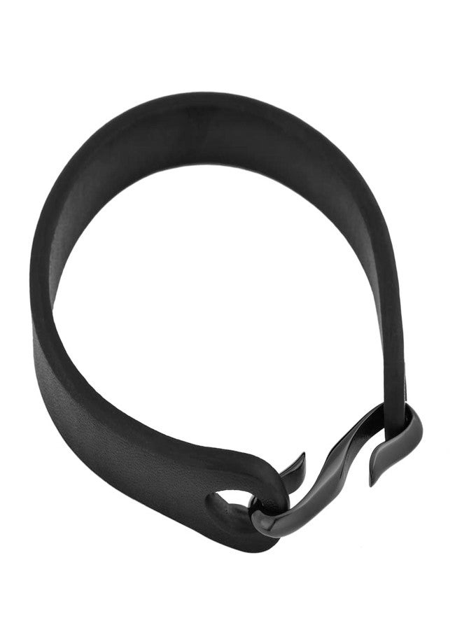 Geoffrey Beene Men's Leather and Stainless Steel Hook Closure Bracelet, Black - Image 2