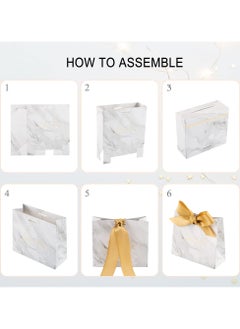 RTYY 20 Pcs Small Thank You Gift Bags，Vintage Marble Pattern Party Favor Bags with Gold Bow Ribbon，,Paper Bags for Birthday Wedding Bridesmaid Holiday Valentines Day  - Image 4