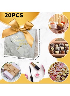 RTYY 20 Pcs Small Thank You Gift Bags，Vintage Marble Pattern Party Favor Bags with Gold Bow Ribbon，,Paper Bags for Birthday Wedding Bridesmaid Holiday Valentines Day  - Image 5