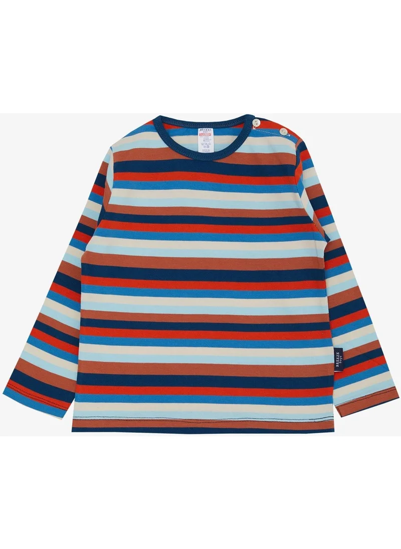 بريز Baby Boy Long Sleeve T-Shirt Patchwork Striped Colorful 9 Months-3 Years, Mixed Color