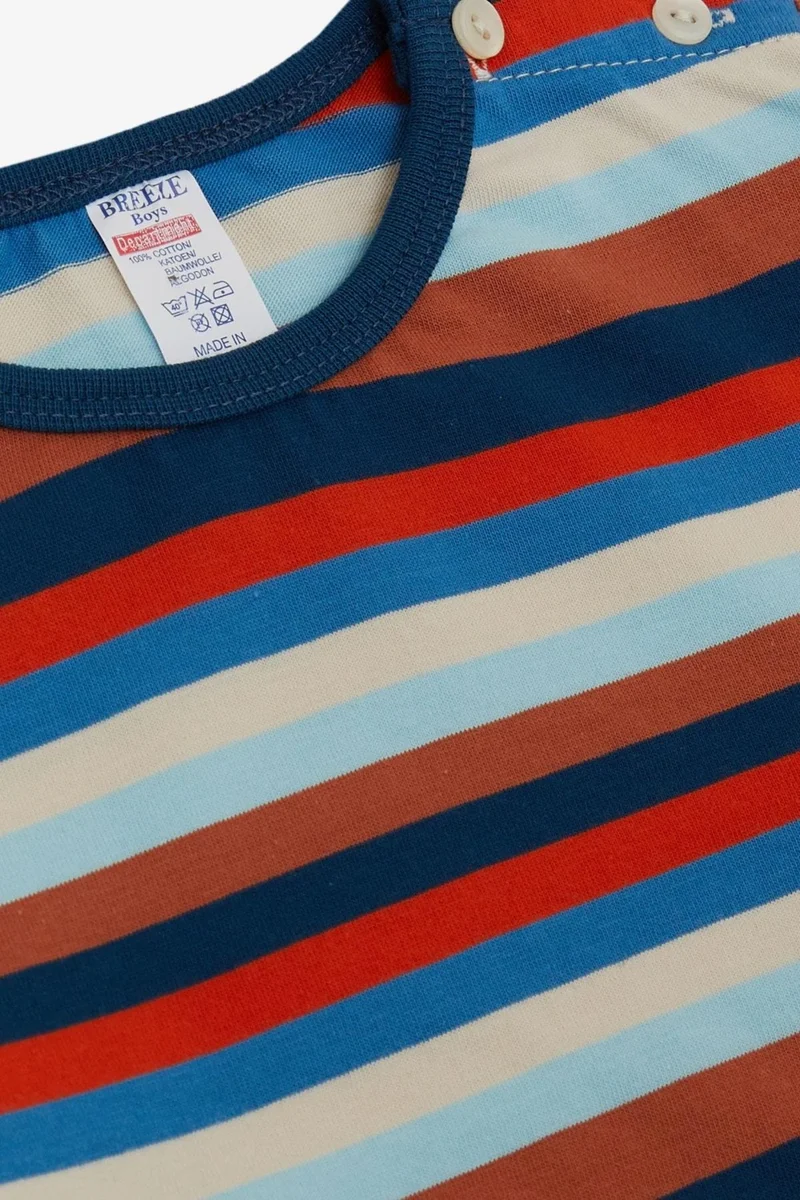 Breeze Baby Boy Long Sleeve T-Shirt Patchwork Striped Colorful 9 Months-3 Years, Mixed Color